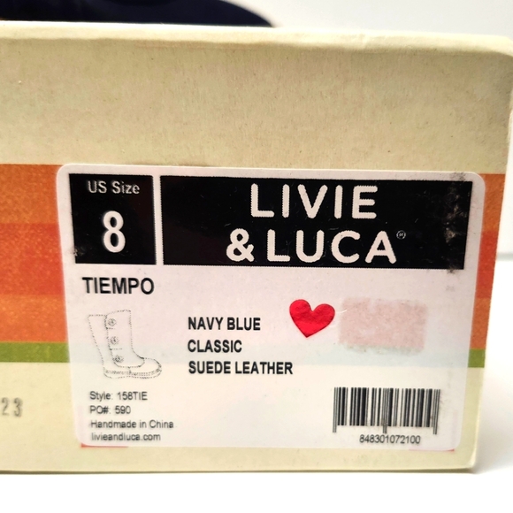 Navy Blue Suede Leather Zippered Boots by Livie & Luca - Picture 8 of 8